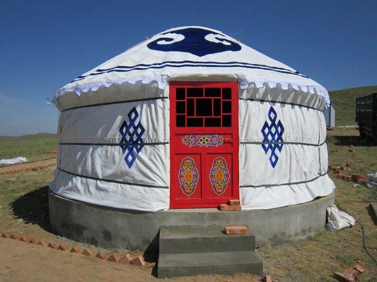 Customized Mongolian Yurt Tent Bamboo Pole Roof With 12 - 52 Square Meters